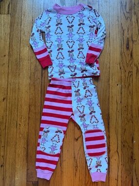 Hanna Andersson Pink & Red Candy Cane Girl Print Pajama Set